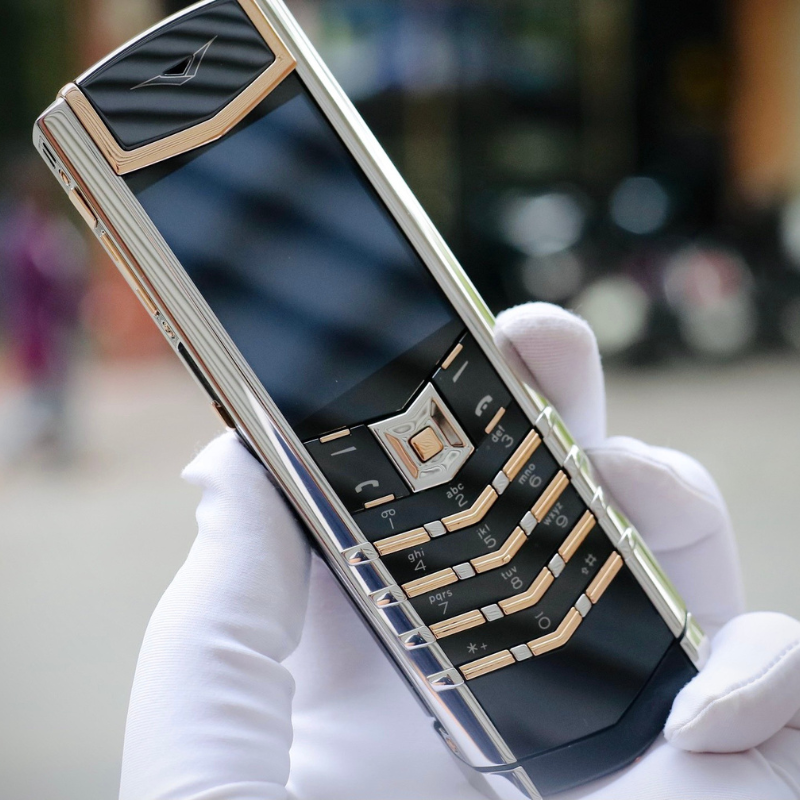 signature s thép bóng điểm vàng hồng